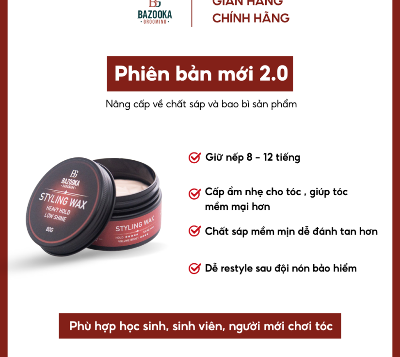 Sáp vuốt tóc Bazooka Grooming Styling Wax 80g