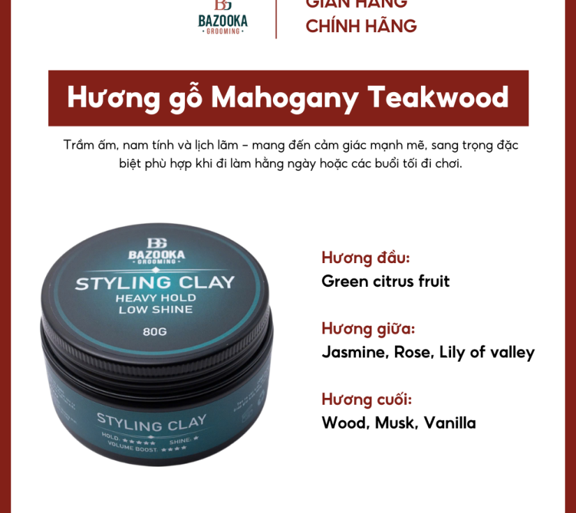 Sáp vuốt tóc Bazooka Grooming Styling Clay 80g