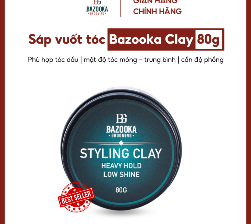 Sáp vuốt tóc Bazooka Grooming Styling Clay 80g