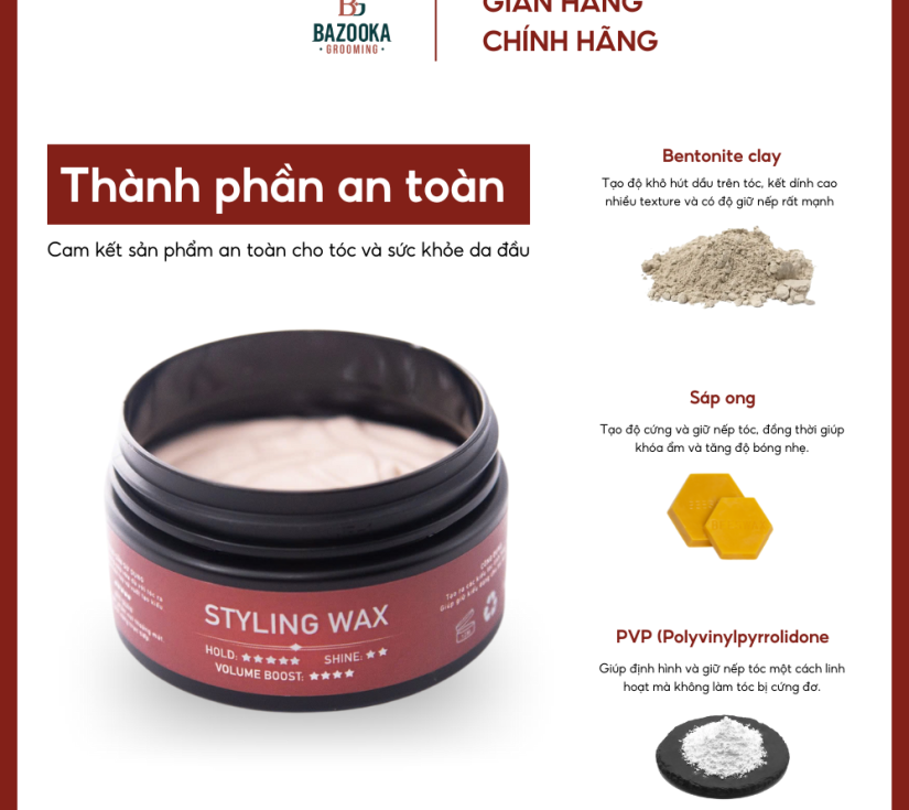 Sáp vuốt tóc Bazooka Grooming Styling Wax 80g