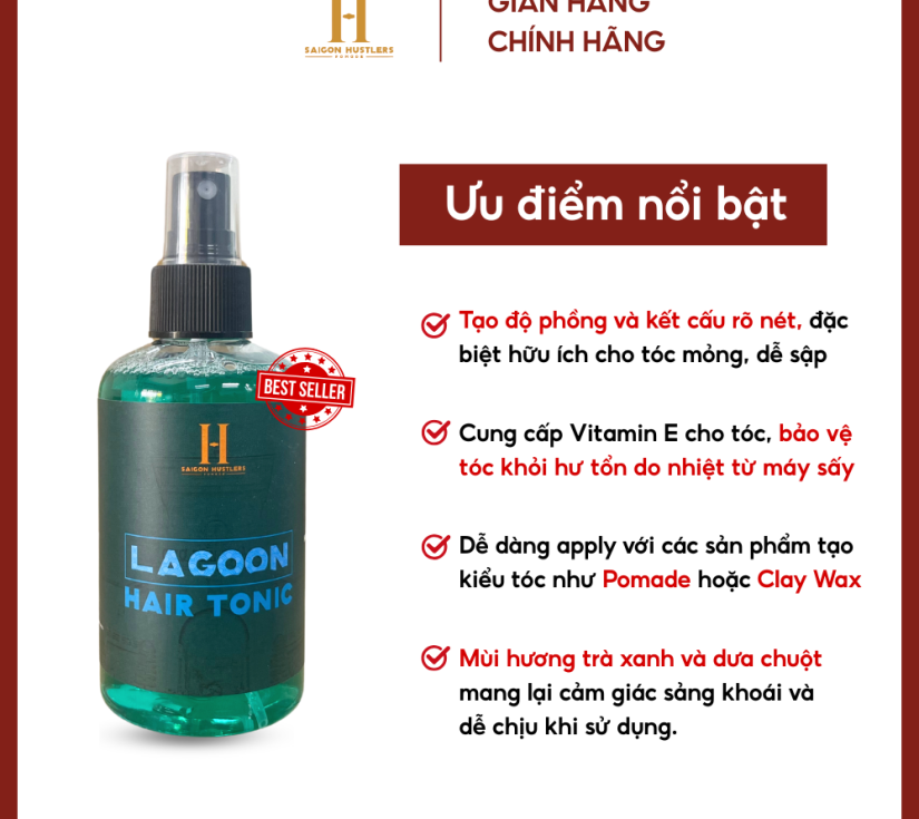 Xịt tạo phồng tóc Lagoon Hair Tonic 200ml, Pre Styling tạo phồng tóc